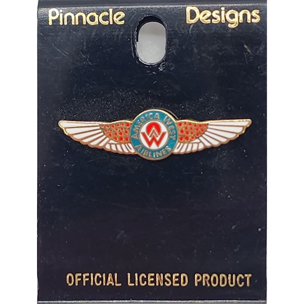America West Airlines Enamel Wings Promo Single Pin Pinback On Card